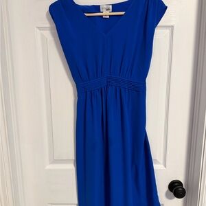 Elegant Blue V-Neck Maternity Dress